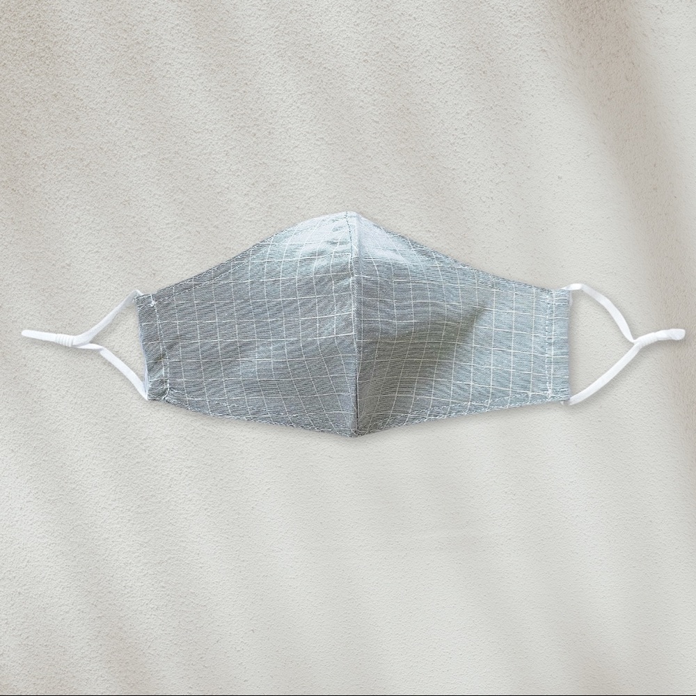 mint green plaid adjustable strap adult face mask